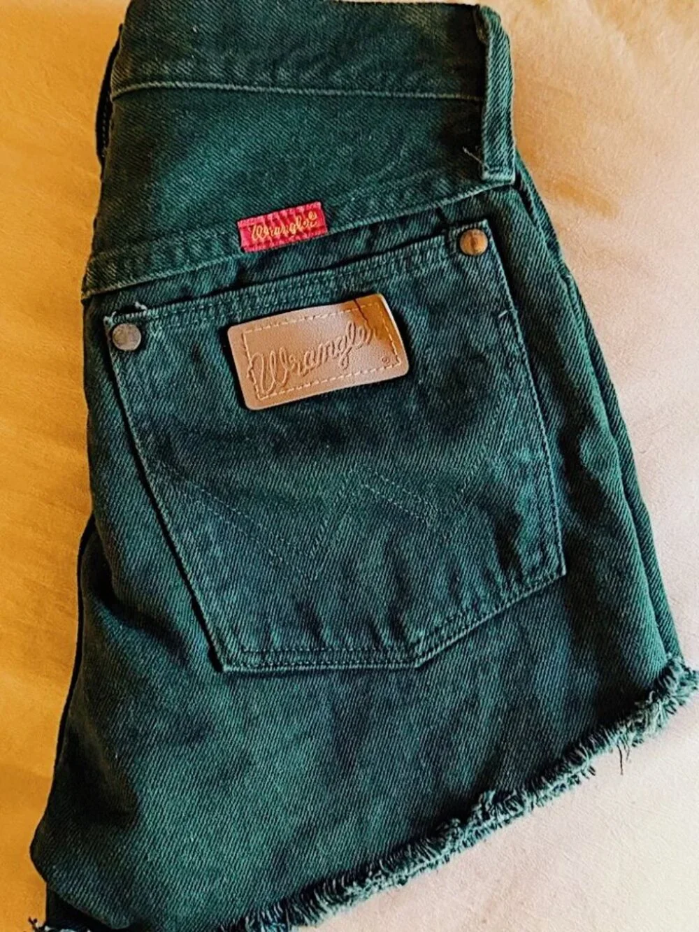 🌞 🦆 Wrangler Dark Green Denim Cutoff Shorts 🦆 🌞